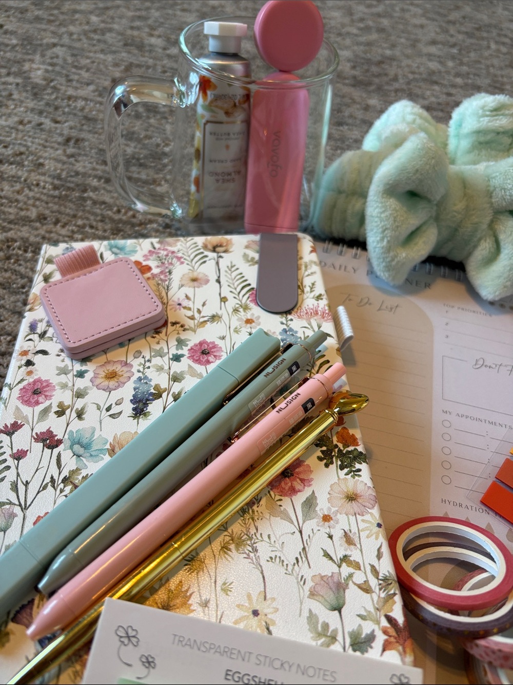 Self Care Gift Box. Pastel Pen and Accessory Set - Mint, Pink - Picture 5 of 12